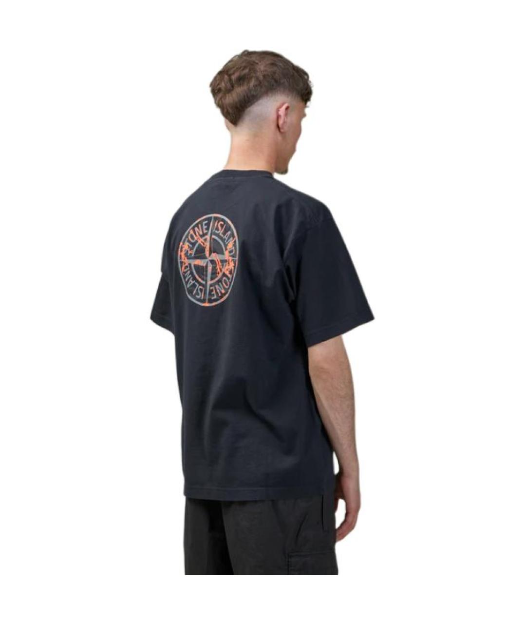 STONE ISLAND Черная хлопковая футболка, фото 4