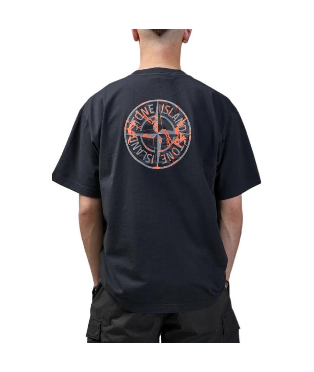 STONE ISLAND Черная хлопковая футболка, фото 5