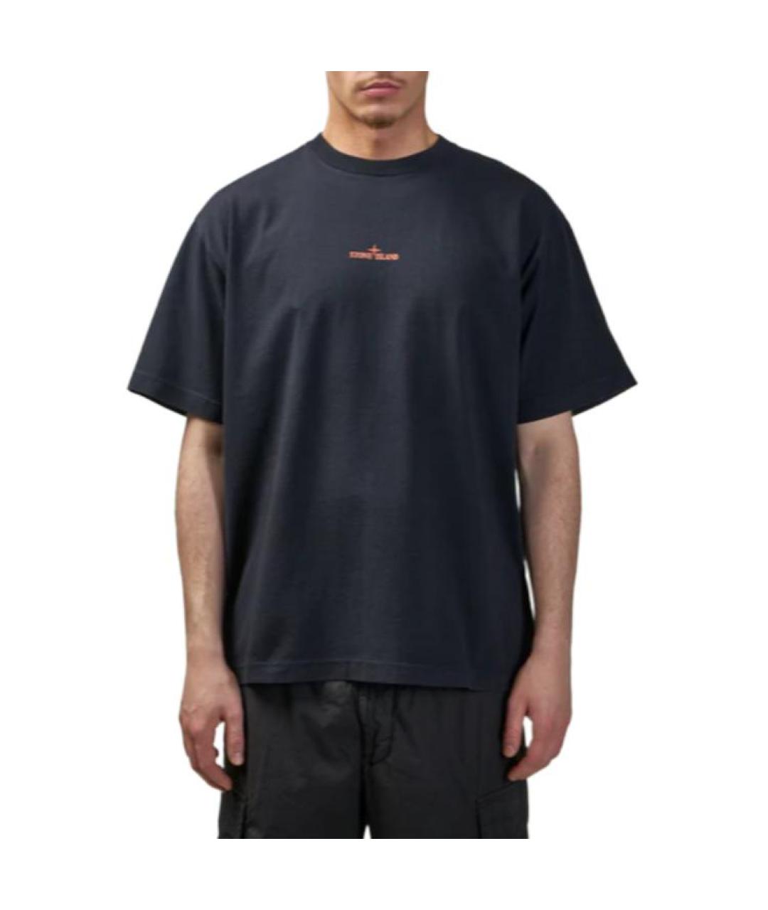 STONE ISLAND Черная хлопковая футболка, фото 3