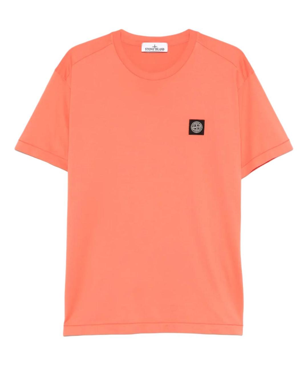STONE ISLAND Оранжевая хлопковая футболка, фото 1