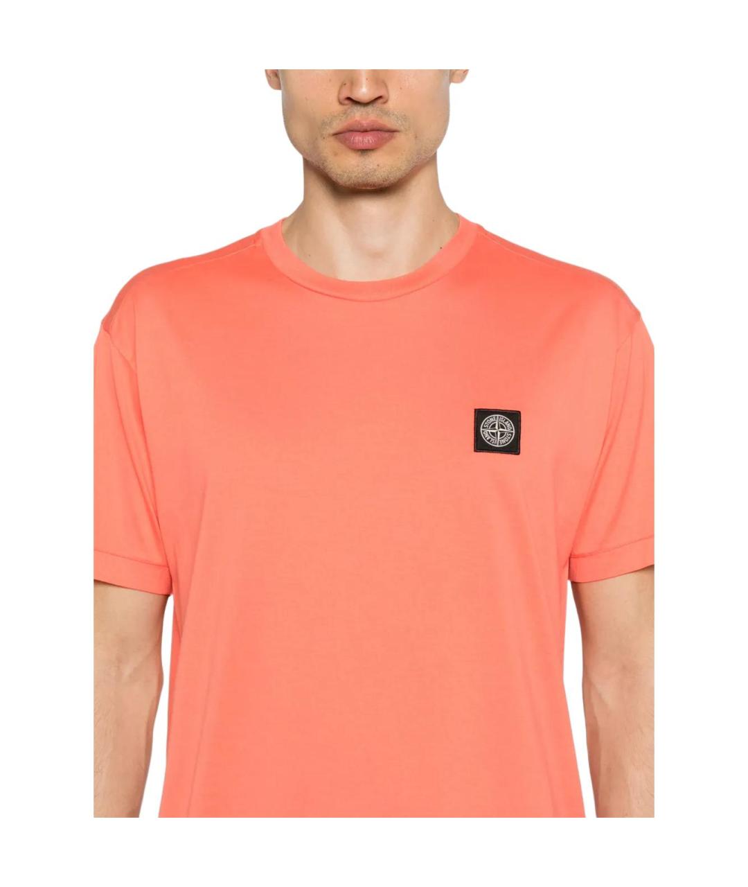 STONE ISLAND Оранжевая хлопковая футболка, фото 4