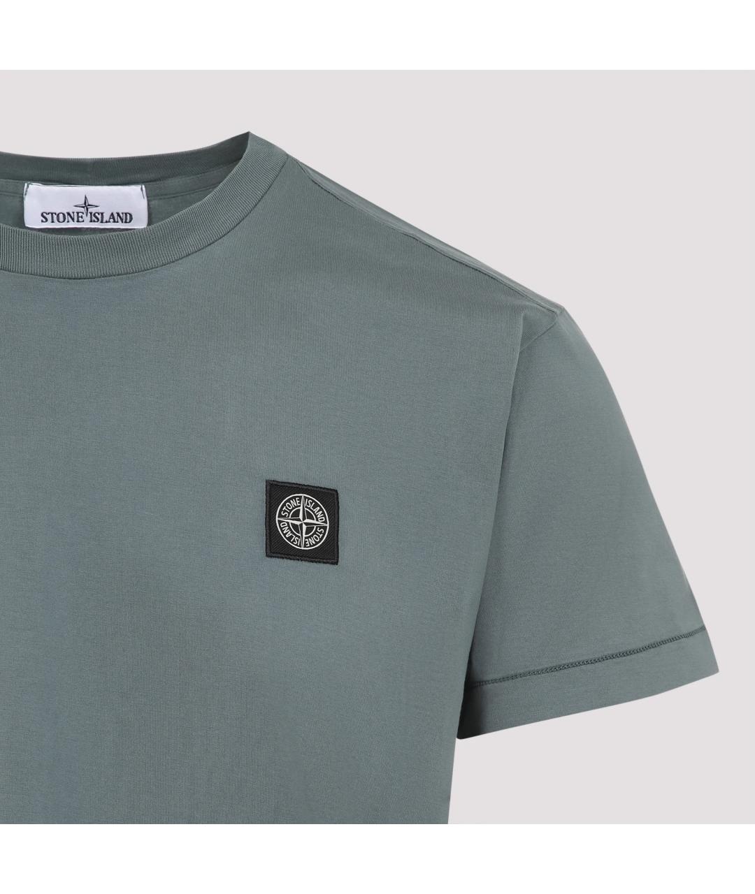 STONE ISLAND Серая хлопковая футболка, фото 2