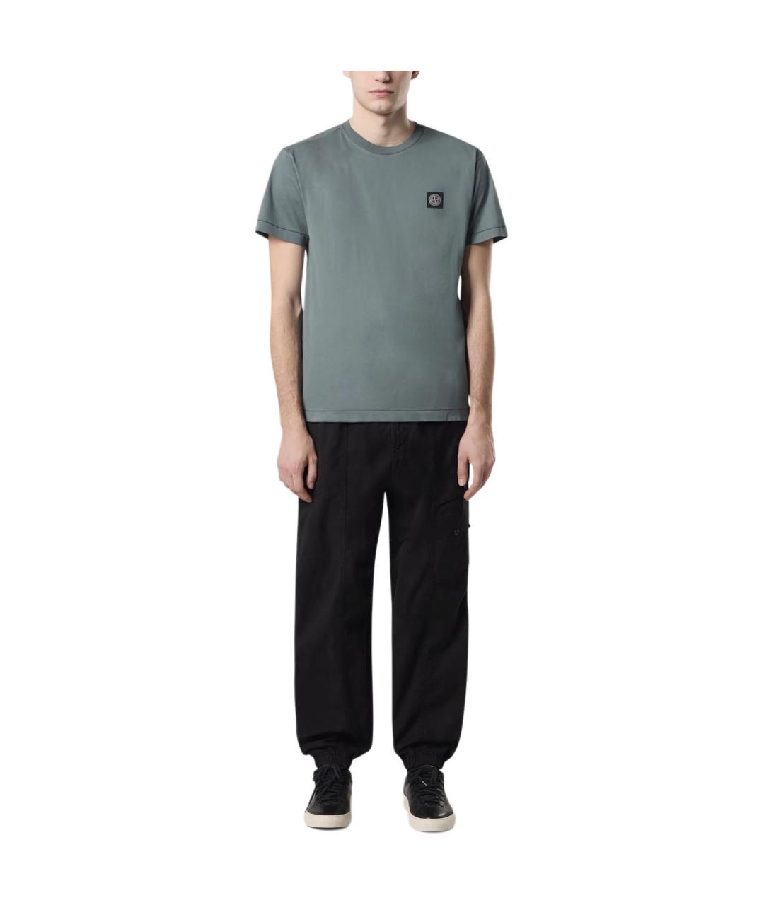 STONE ISLAND Серая хлопковая футболка, фото 3