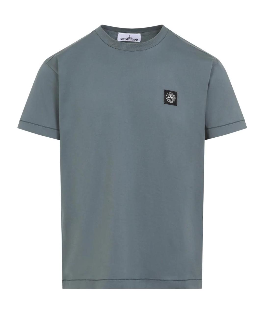 STONE ISLAND Серая хлопковая футболка, фото 1