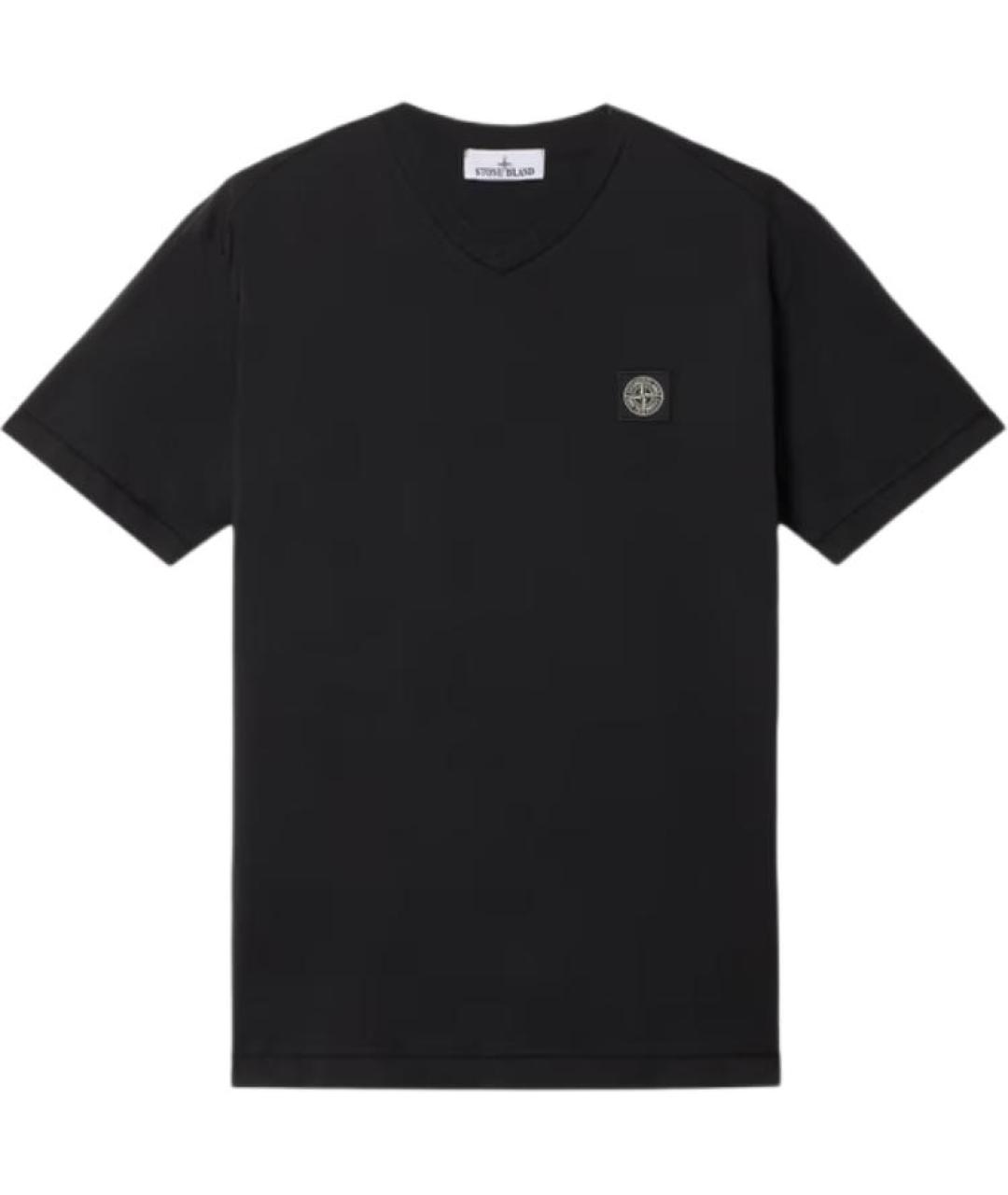STONE ISLAND Черная хлопковая футболка, фото 1