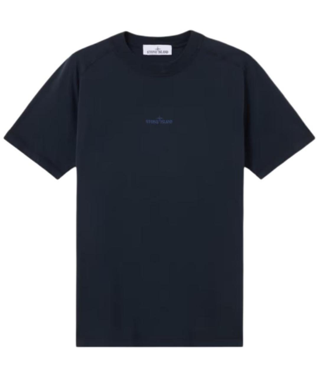STONE ISLAND Темно-синяя хлопковая футболка, фото 1