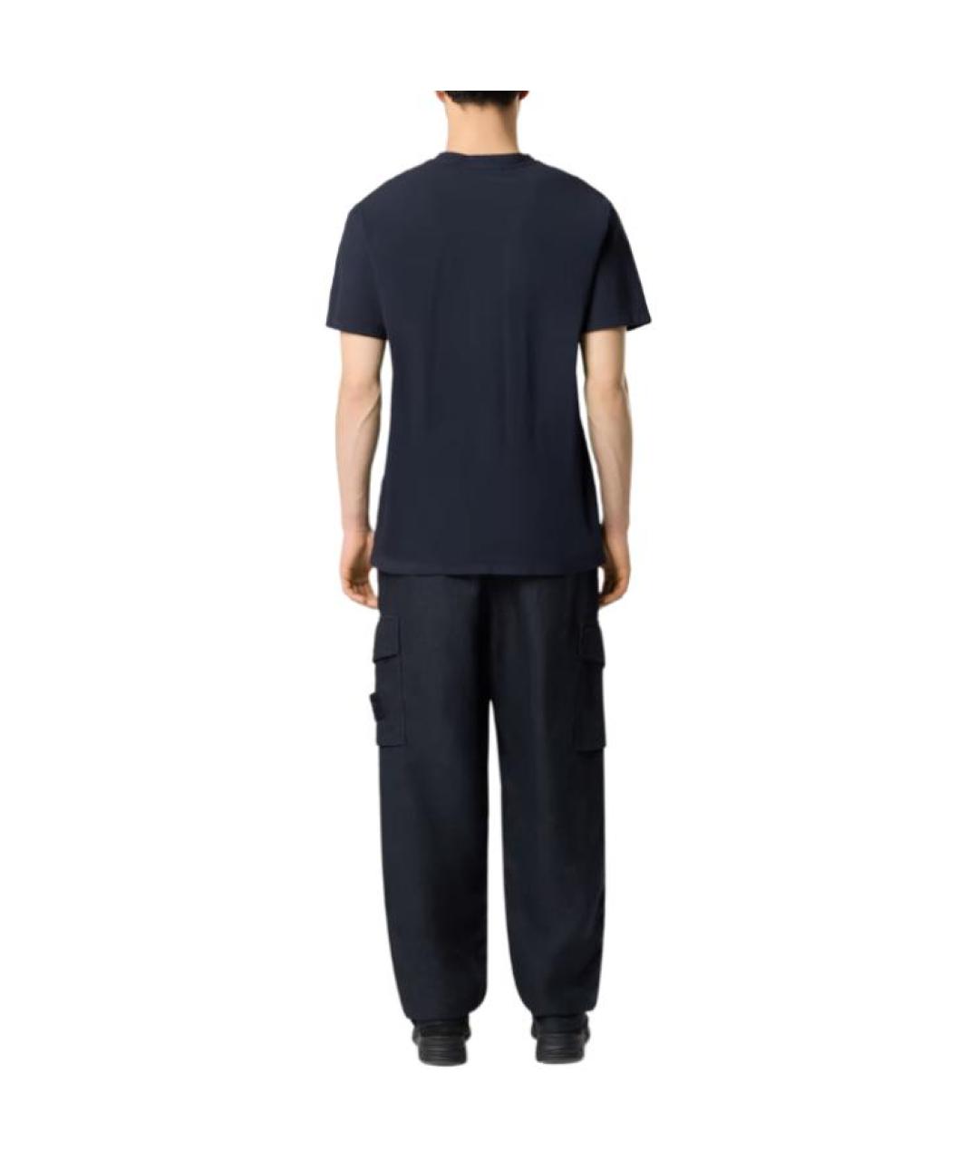STONE ISLAND Темно-синяя хлопковая футболка, фото 3