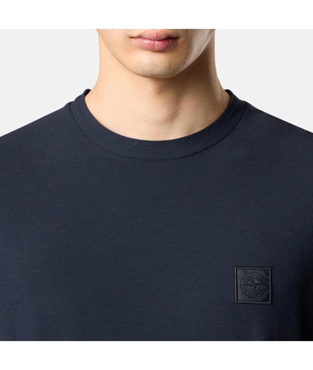 STONE ISLAND Темно-синяя хлопковая футболка, фото 5