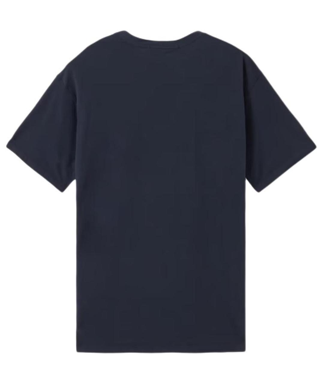 STONE ISLAND Темно-синяя хлопковая футболка, фото 2