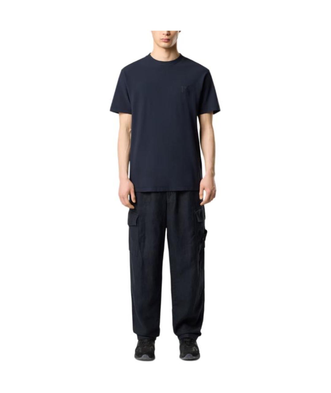 STONE ISLAND Темно-синяя хлопковая футболка, фото 4