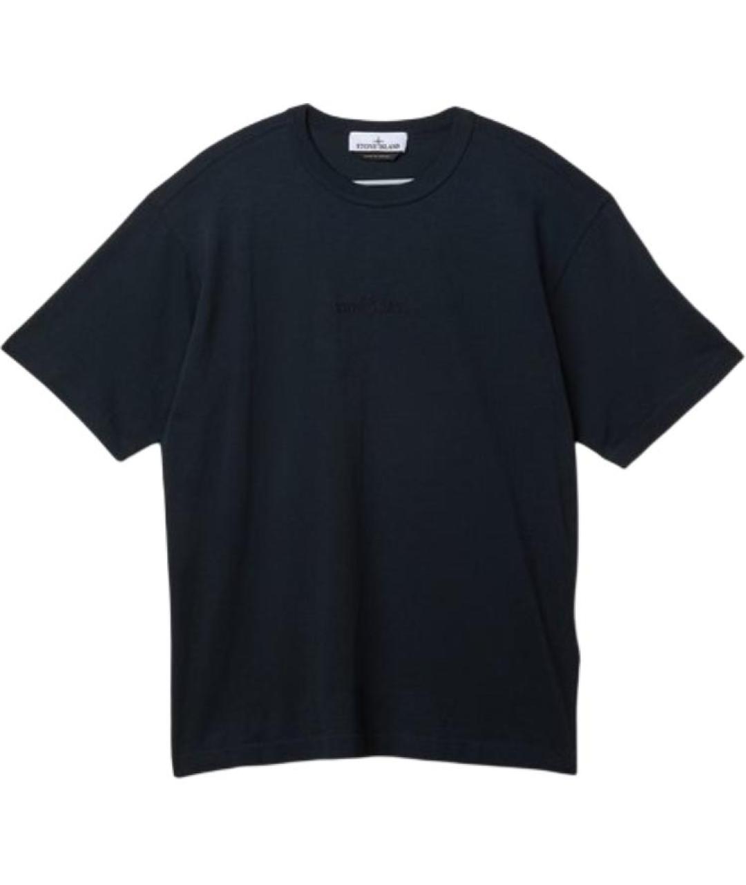 STONE ISLAND Темно-синяя хлопковая футболка, фото 1