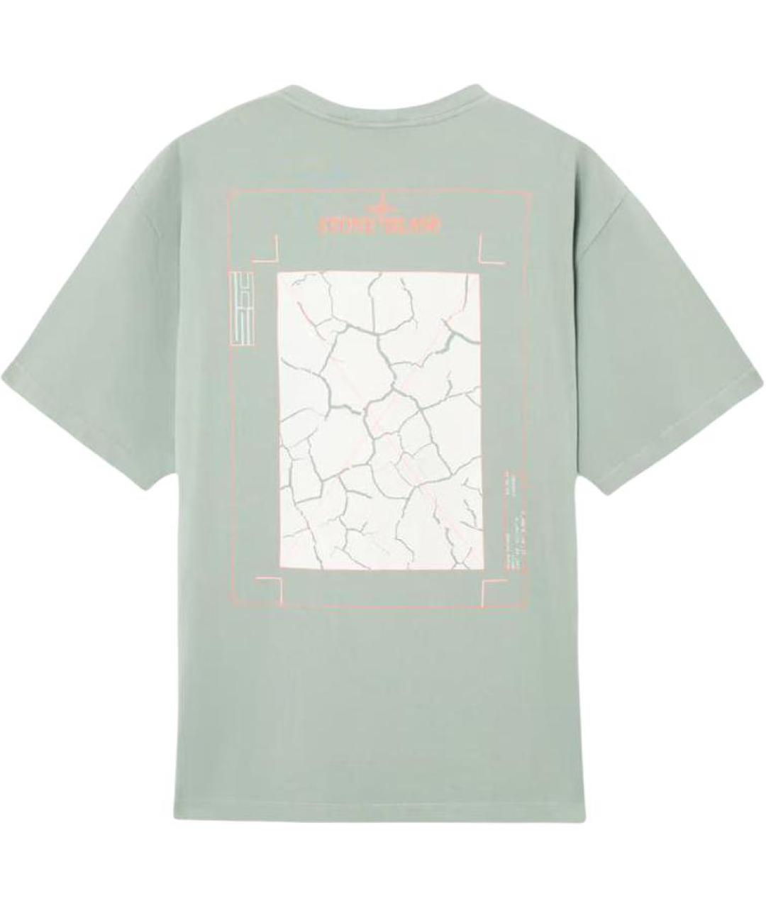 STONE ISLAND Салатовая хлопковая футболка, фото 2