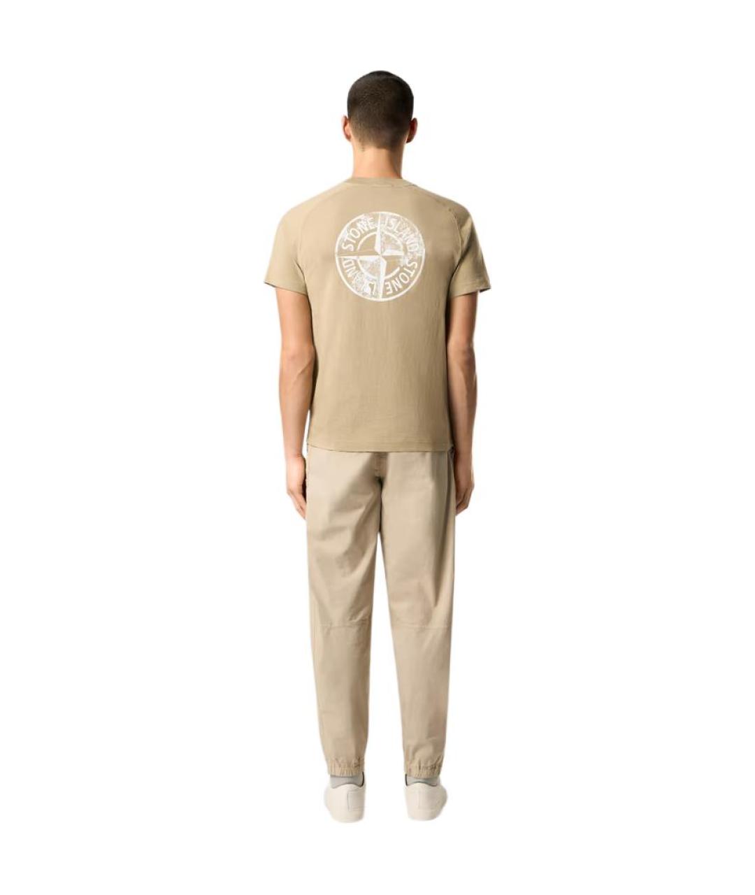STONE ISLAND Бежевая хлопковая футболка, фото 4