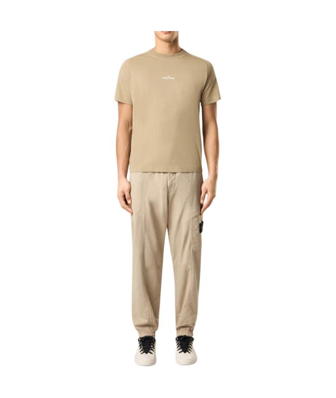 STONE ISLAND Бежевая хлопковая футболка, фото 3