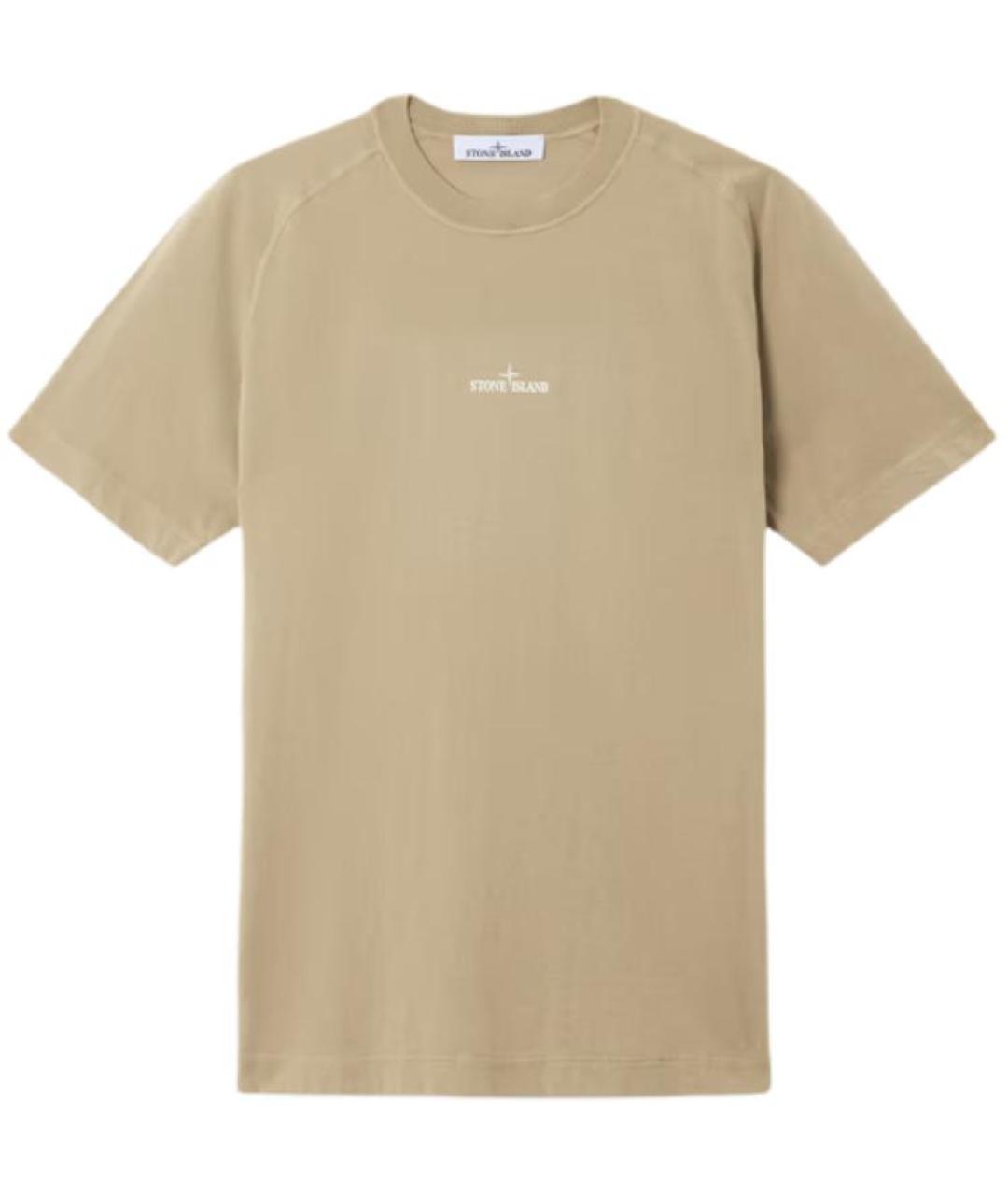 STONE ISLAND Бежевая хлопковая футболка, фото 1