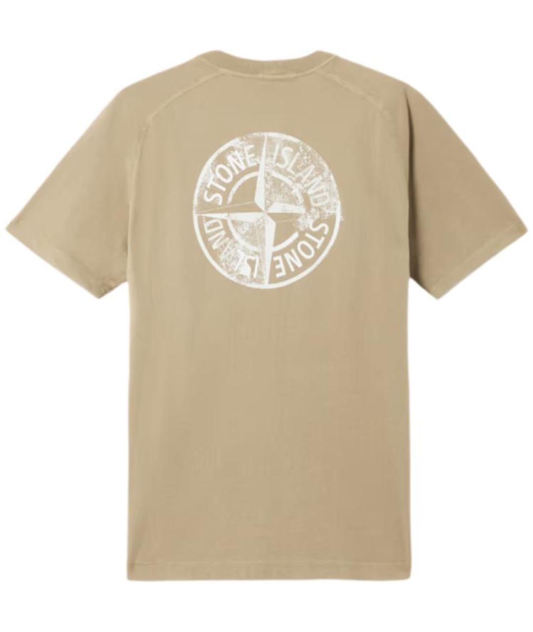 STONE ISLAND Бежевая хлопковая футболка, фото 2