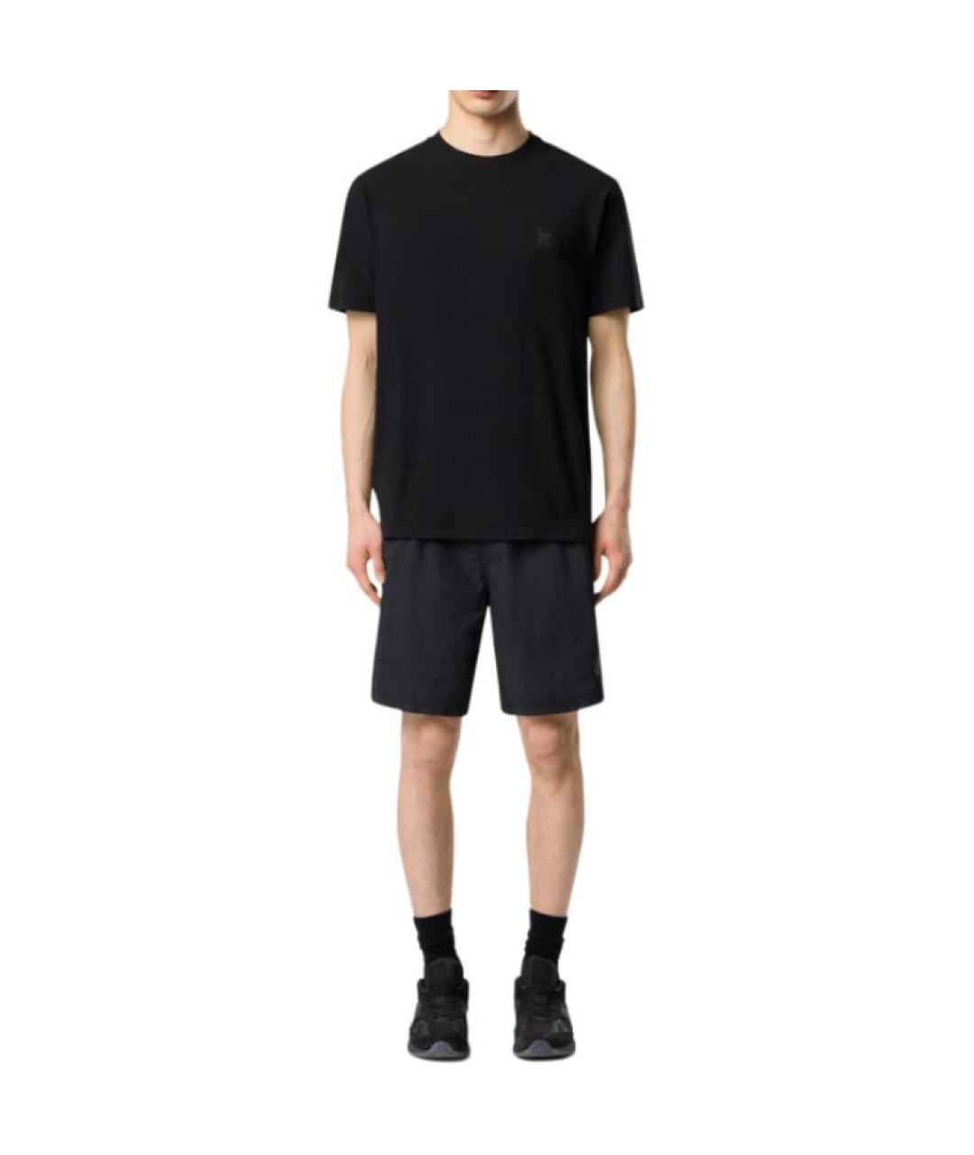 STONE ISLAND Черная хлопковая футболка, фото 2