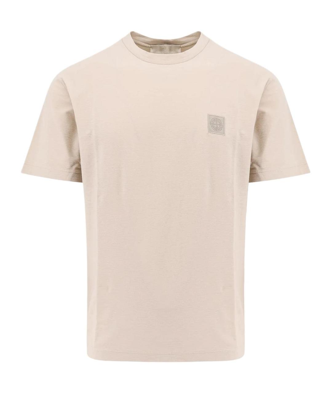 STONE ISLAND Бежевая хлопковая футболка, фото 1