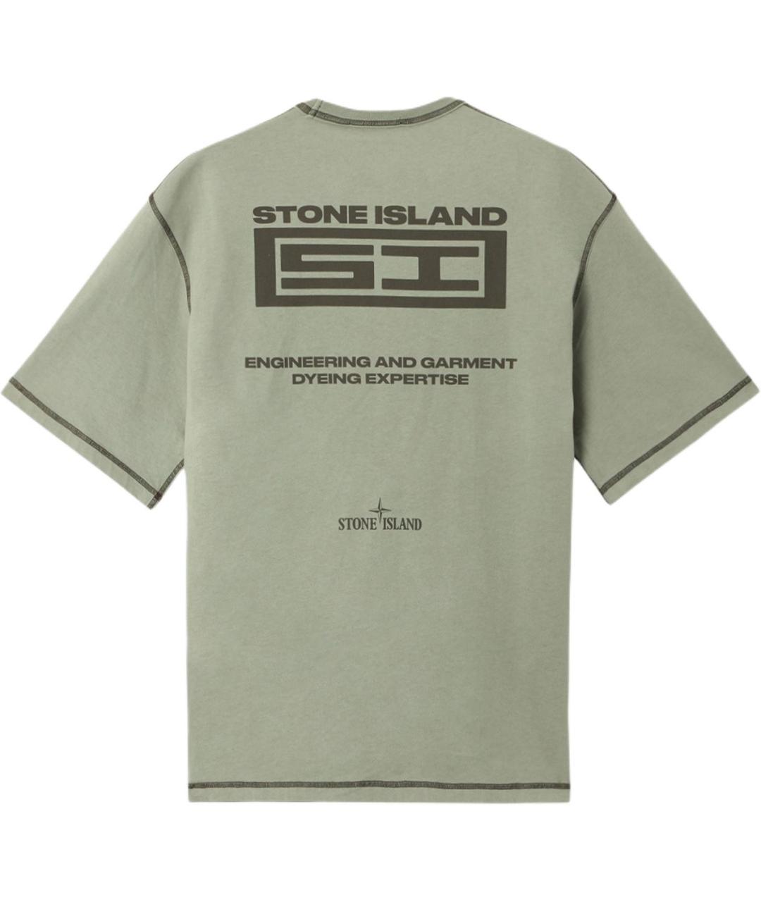 STONE ISLAND Салатовая хлопковая футболка, фото 2