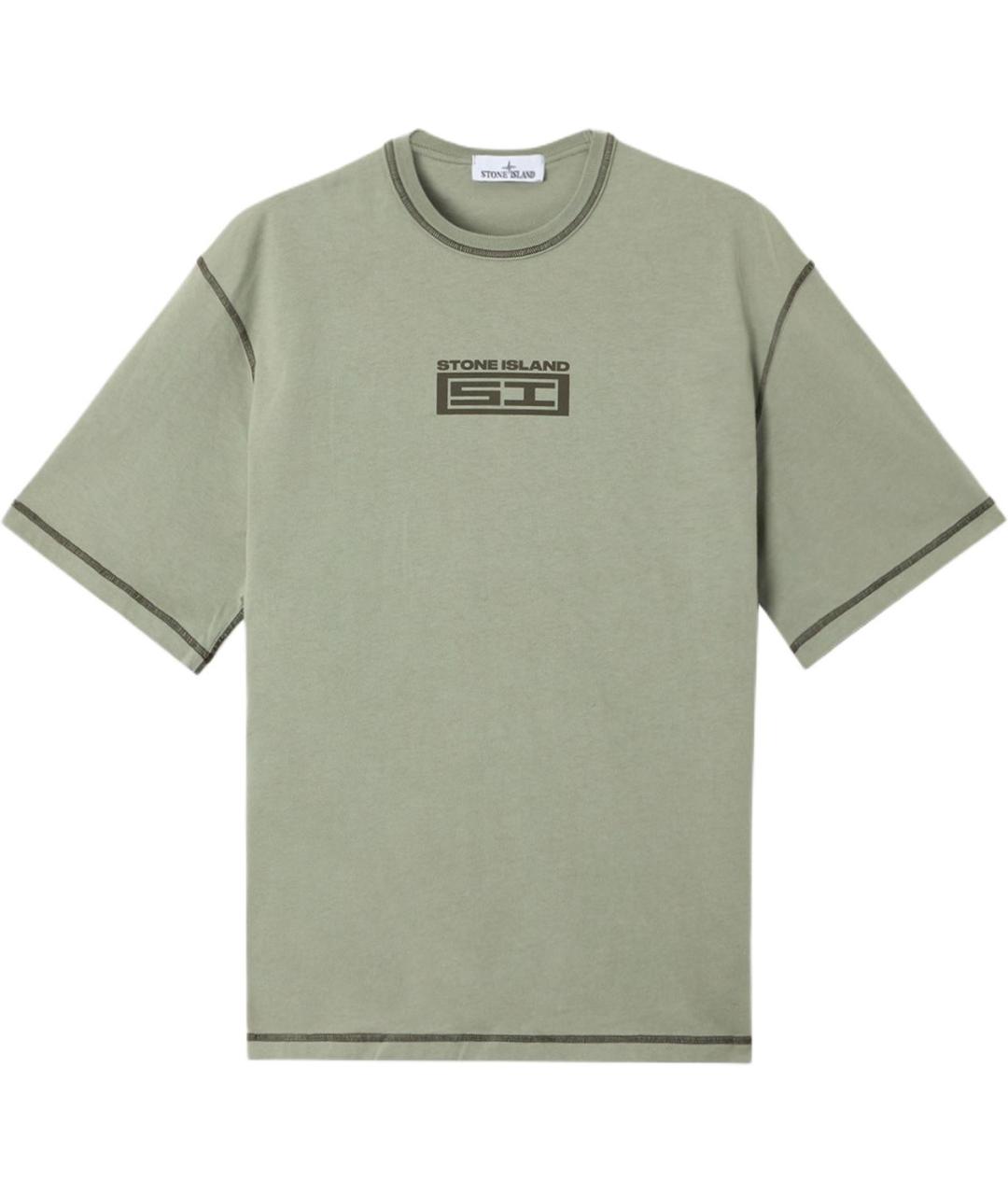 STONE ISLAND Салатовая хлопковая футболка, фото 1