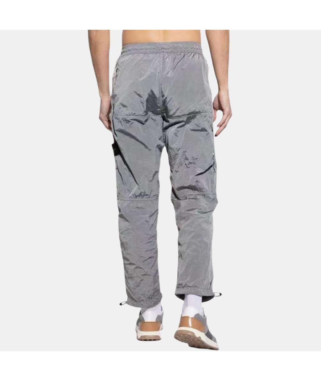 STONE ISLAND Серые полиамидовые повседневные брюки, фото 4