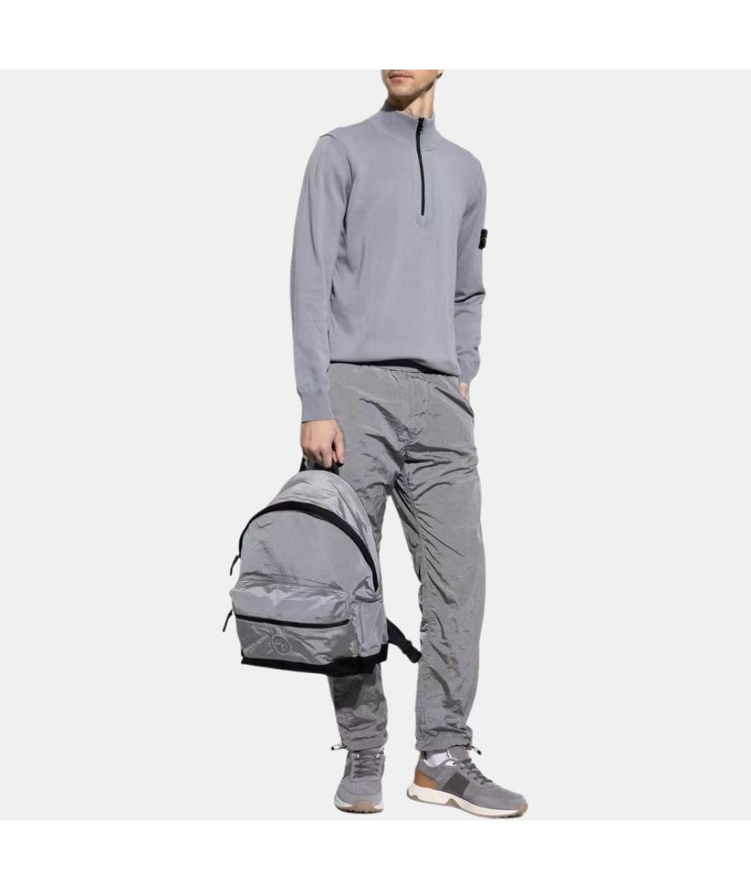 STONE ISLAND Серые полиамидовые повседневные брюки, фото 5