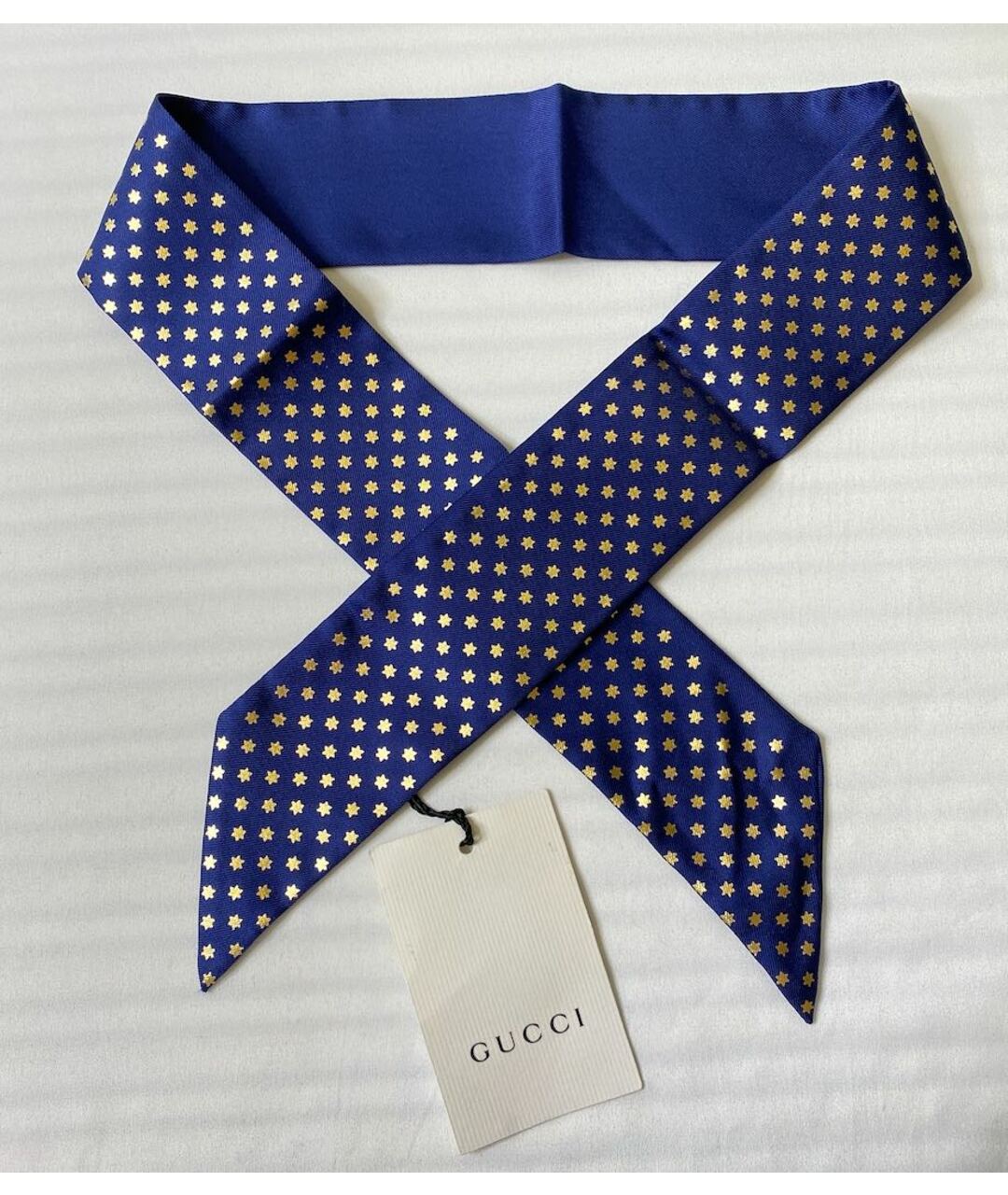 GUCCI Синий шелковый шарф, фото 9