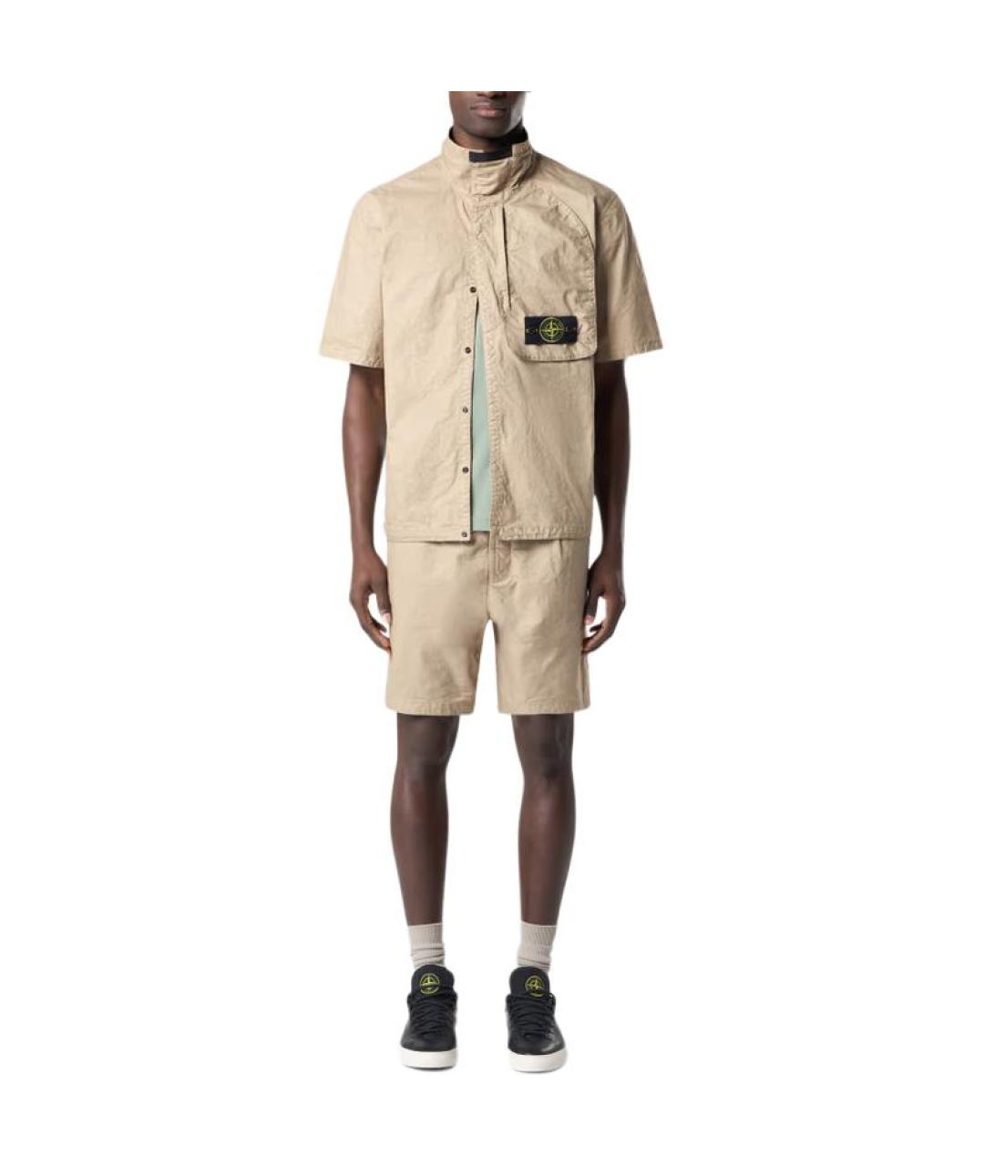 STONE ISLAND Золотые шорты, фото 3