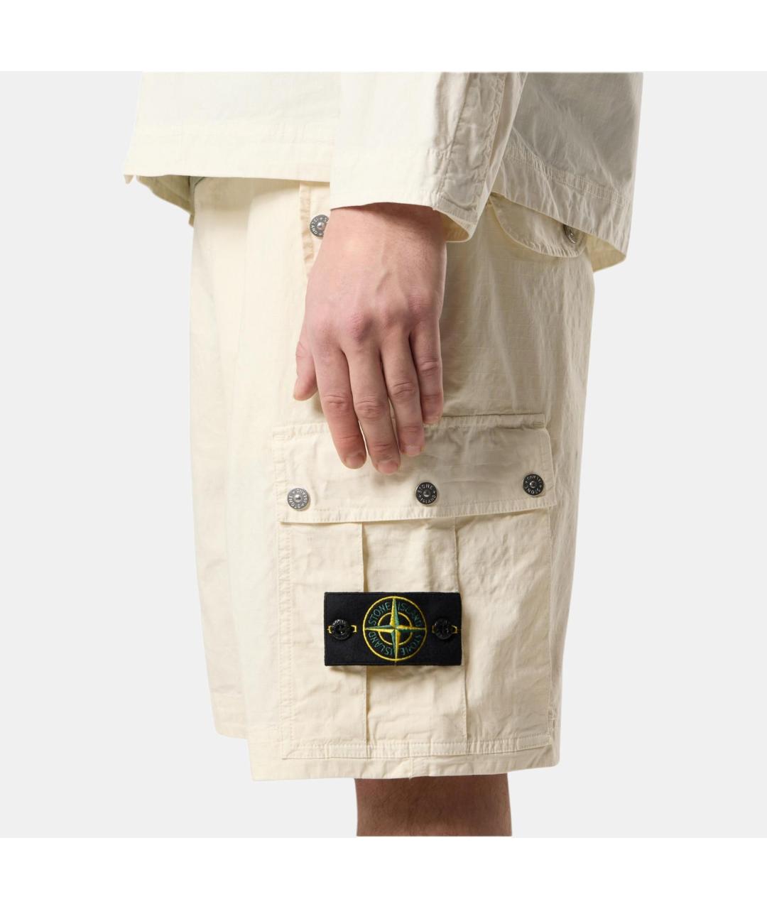 STONE ISLAND Бежевые шорты, фото 3