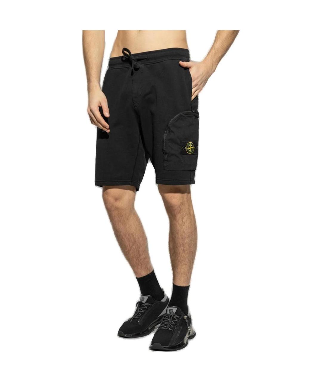 STONE ISLAND Черные шорты, фото 3
