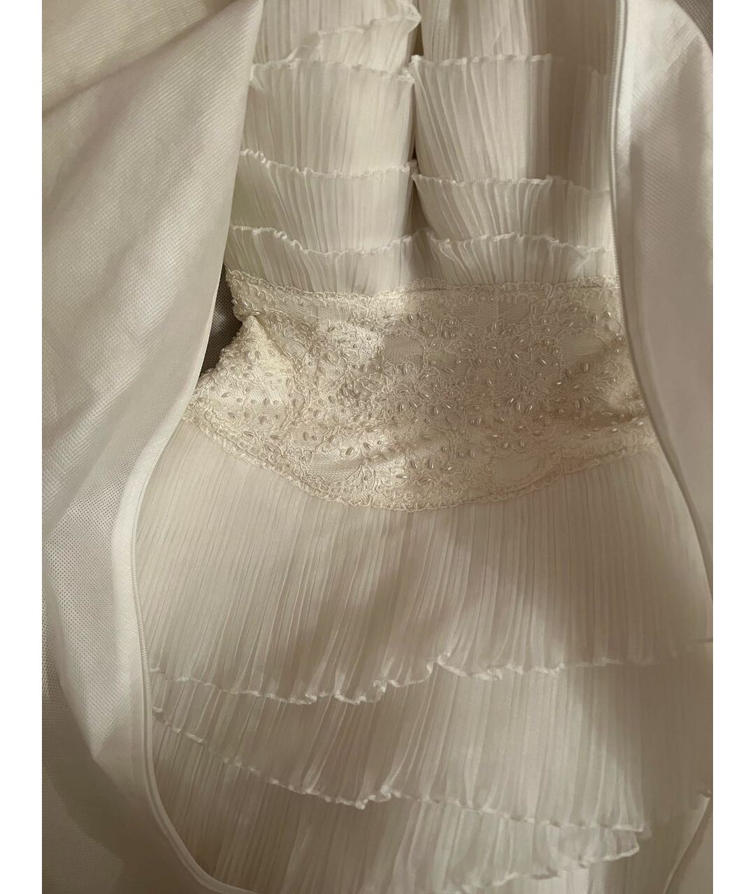 №21 Бежевое полиэстеровое свадебное платье, фото 2