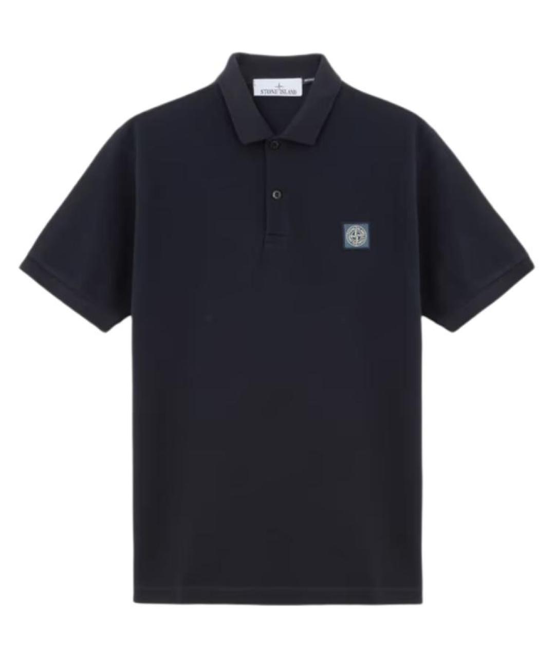 STONE ISLAND Темно-синее хлопковое поло с коротким рукавом, фото 1