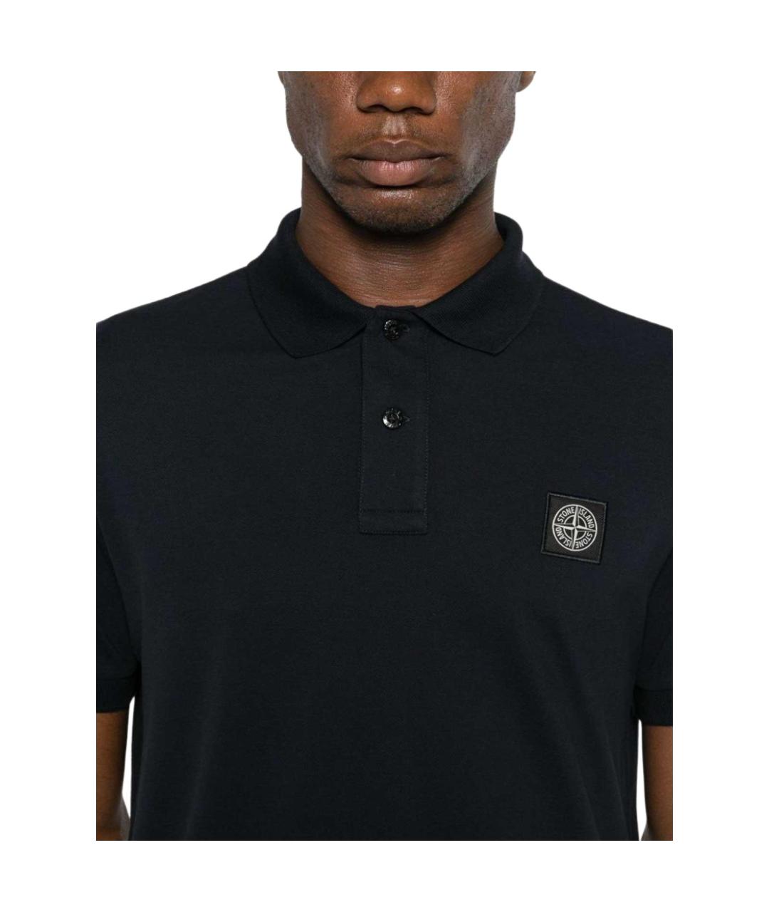 STONE ISLAND Темно-синее хлопковое поло с коротким рукавом, фото 5