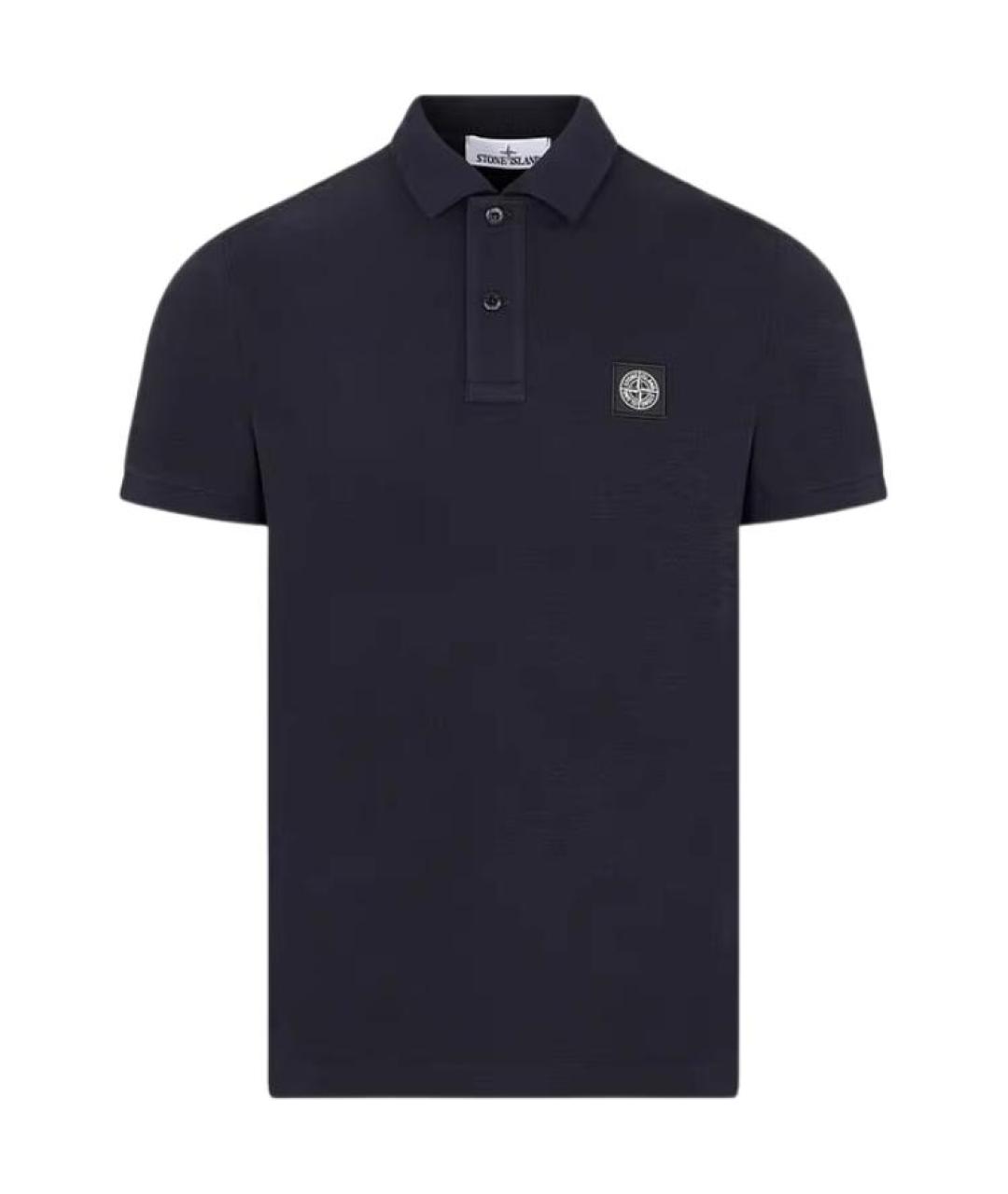 STONE ISLAND Темно-синее хлопковое поло с коротким рукавом, фото 1