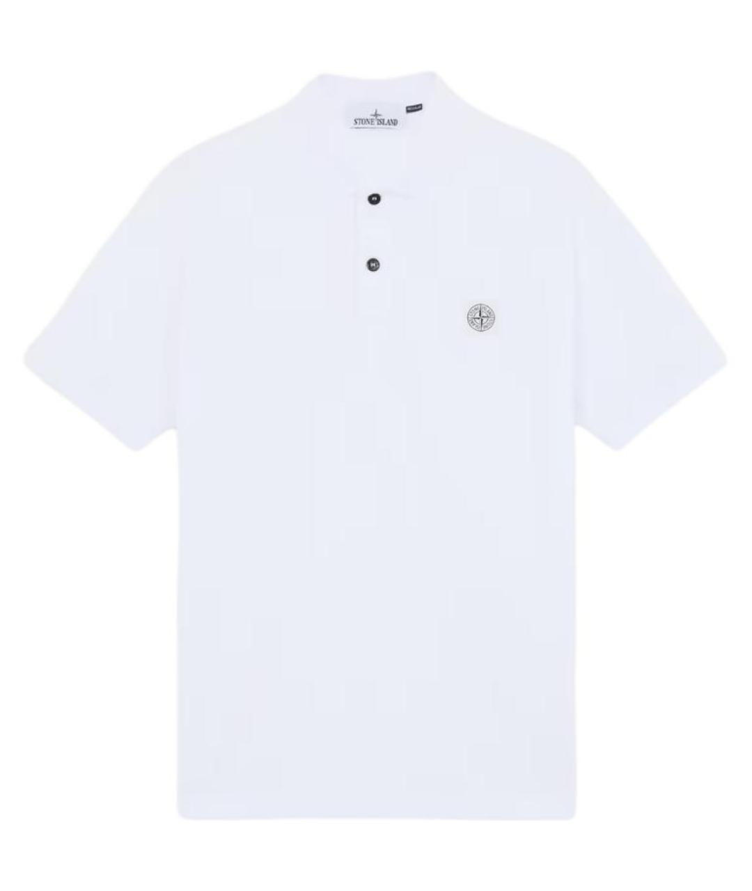 STONE ISLAND Белое хлопковое поло с коротким рукавом, фото 1