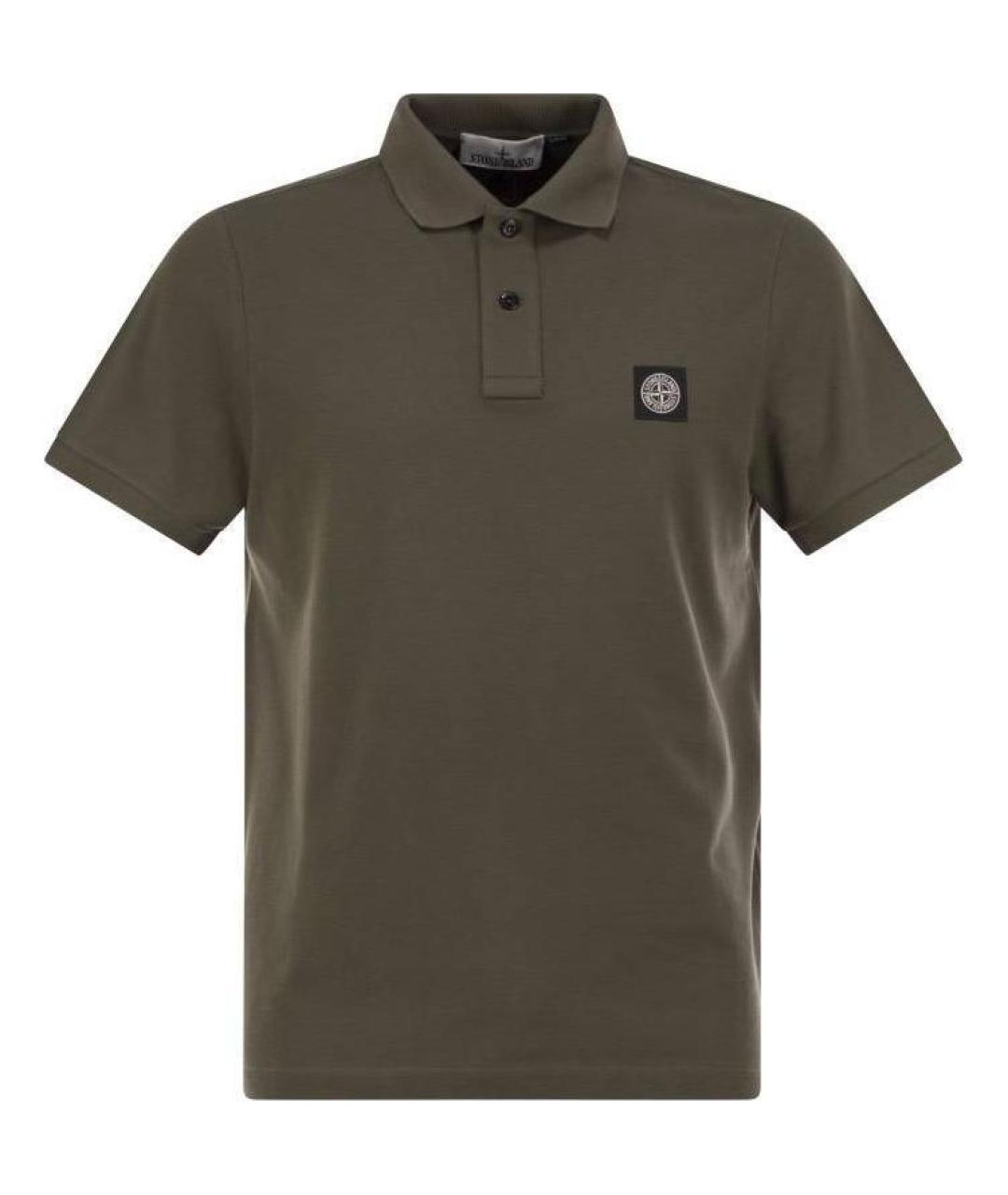 STONE ISLAND Зеленые хлопковое поло с коротким рукавом, фото 1