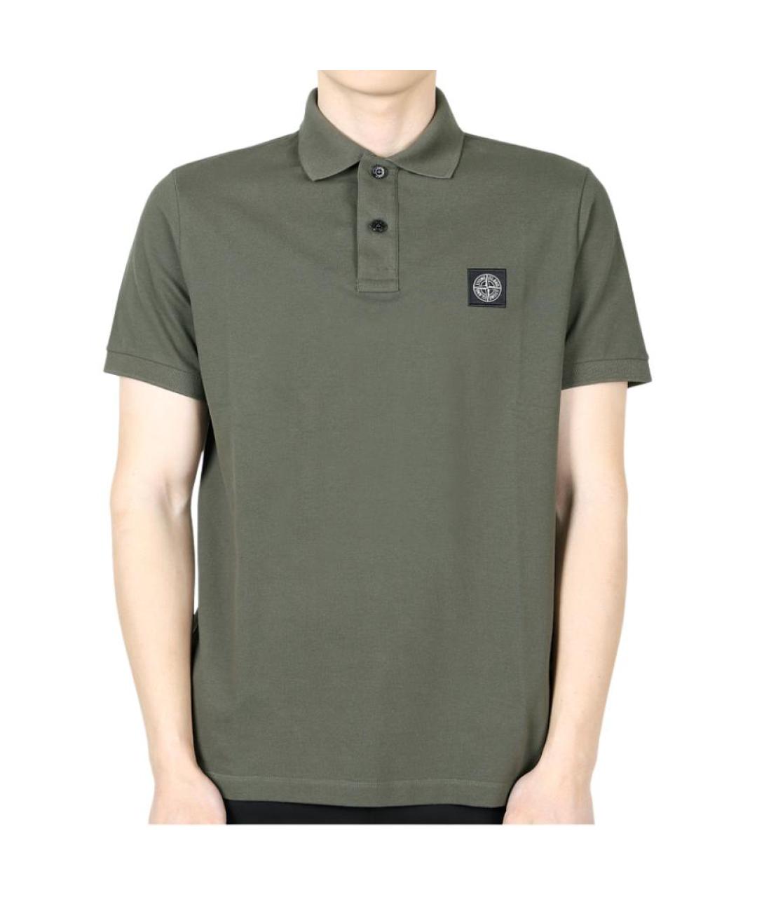 STONE ISLAND Зеленые хлопковое поло с коротким рукавом, фото 4