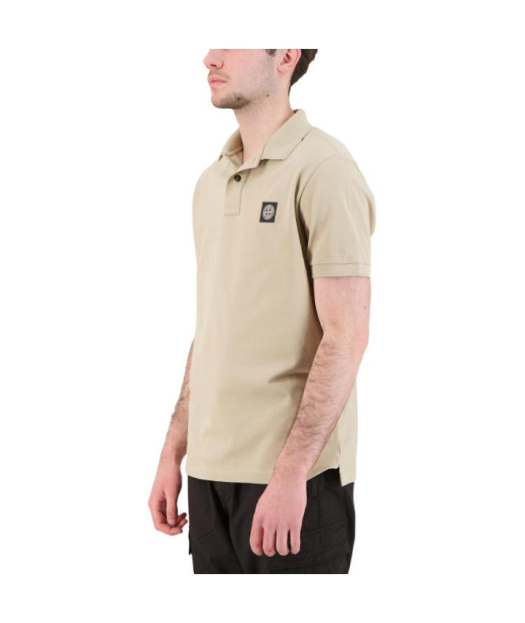 STONE ISLAND Бежевое хлопковое поло с коротким рукавом, фото 5