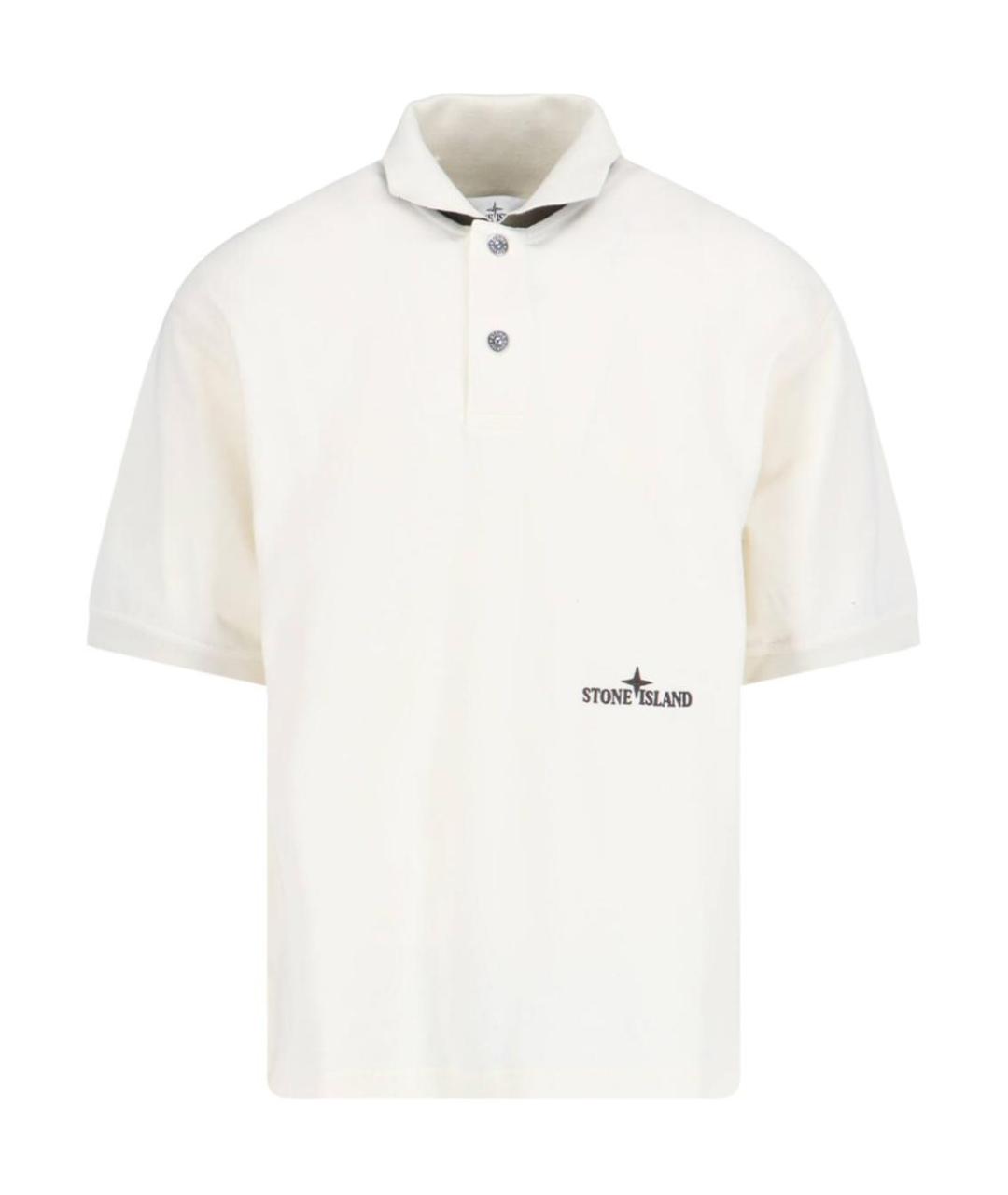 STONE ISLAND Белое поло с коротким рукавом, фото 1
