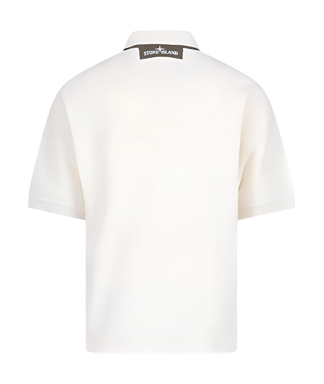 STONE ISLAND Белое поло с коротким рукавом, фото 2