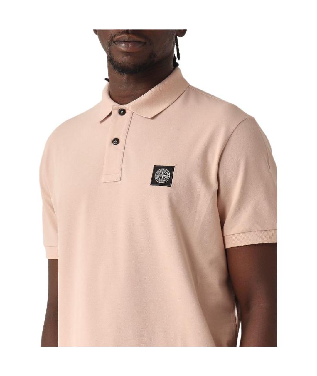 STONE ISLAND Розовое хлопковое поло с коротким рукавом, фото 5