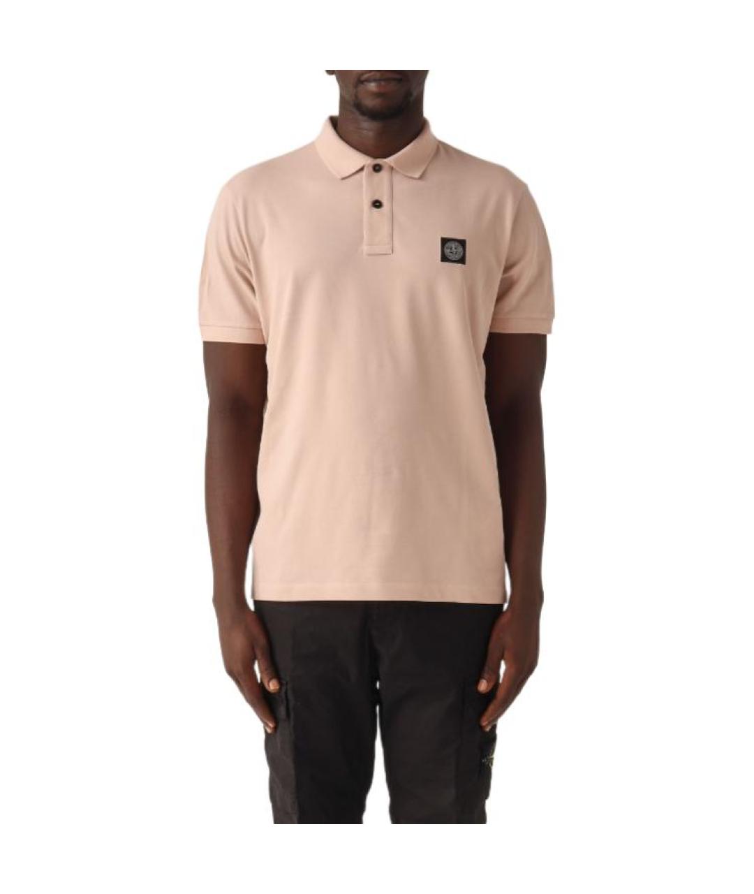 STONE ISLAND Розовое хлопковое поло с коротким рукавом, фото 2