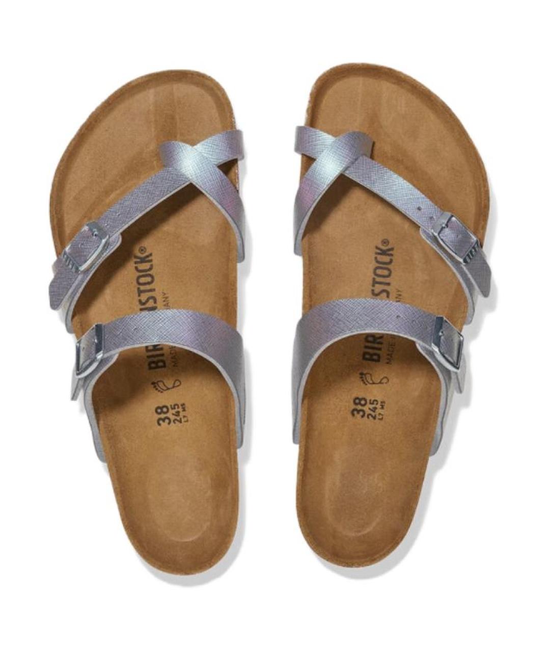 BIRKENSTOCK Фиолетовые кожаные шлепанцы, фото 3