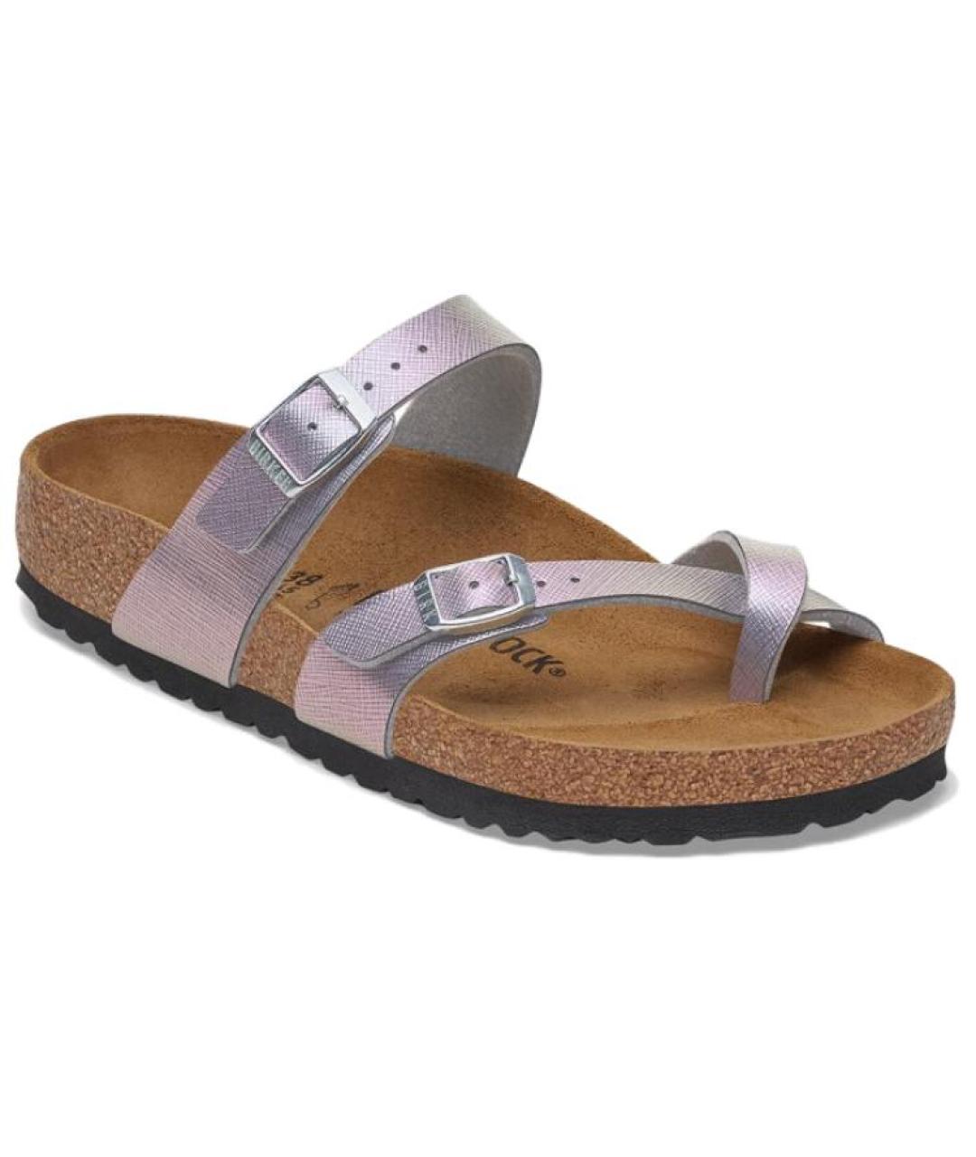 BIRKENSTOCK Фиолетовые кожаные шлепанцы, фото 2