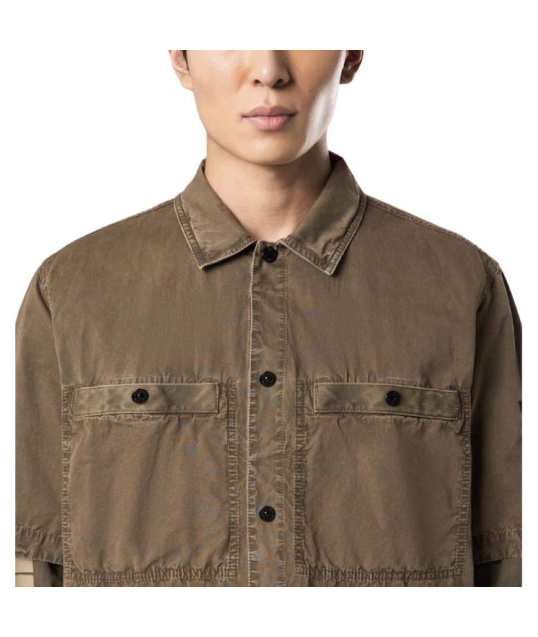 STONE ISLAND Коричневая хлопковая кэжуал рубашка, фото 4