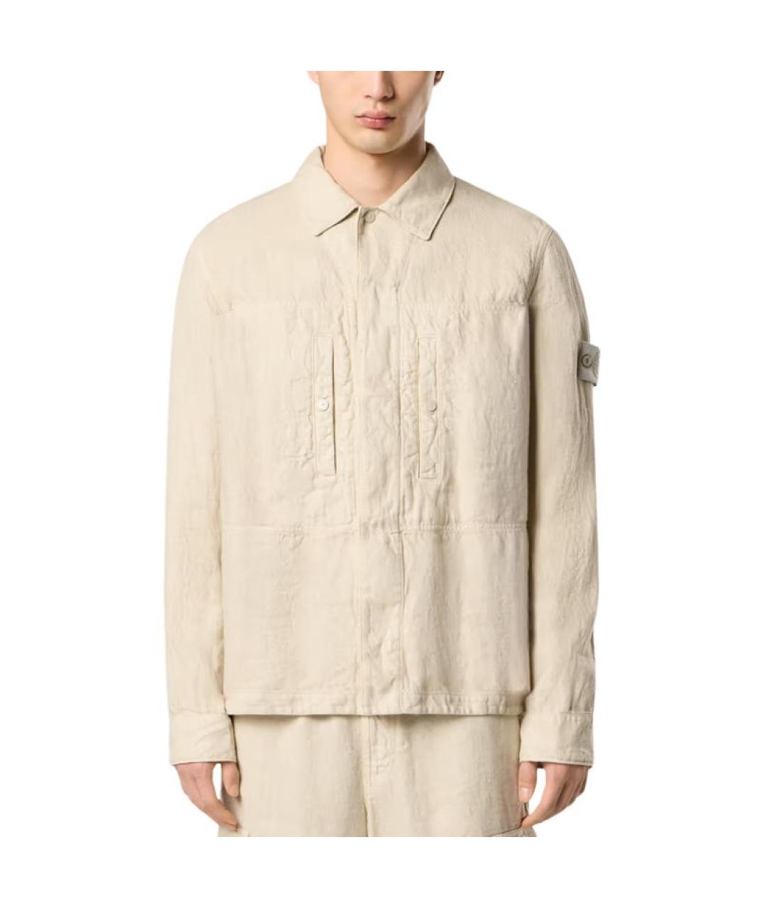 STONE ISLAND Бежевая кэжуал рубашка, фото 3
