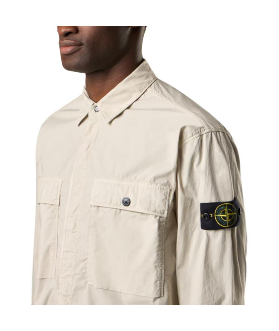 STONE ISLAND Бежевая хлопковая куртка, фото 3