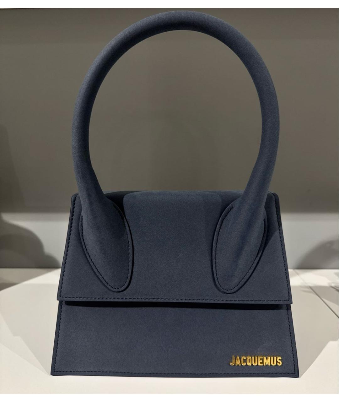 JACQUEMUS Темно-синяя кожаная сумка через плечо, фото 7