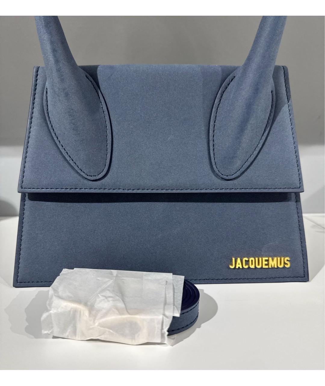 JACQUEMUS Темно-синяя кожаная сумка через плечо, фото 5