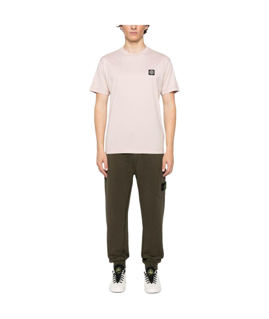 STONE ISLAND Розовая хлопковая футболка, фото 2